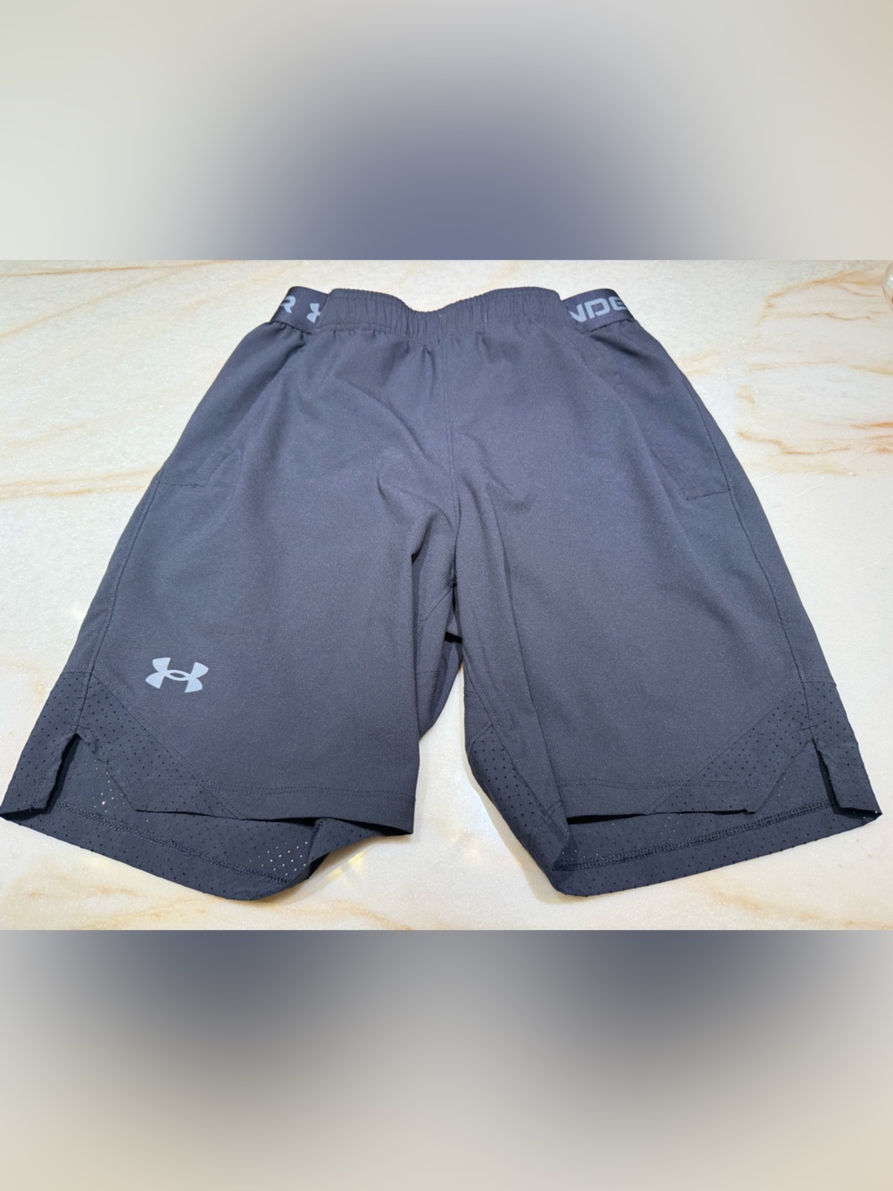 Under Armour Men's Black Athletic Training Shorts with Reflective Logo